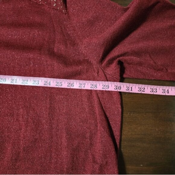 Catherines 5X Burgundy Pullover Sweatshirt Lightweight Glittery 34/36W - Picture 5 of 10
